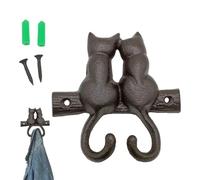 Vintage Cat Wall Hook - Heavy Duty Cast Iron Animal Hanger | Decorative Coat and Towel Hook | Farmhouse Country Style Storage for Indoors, Garden, and Bathroom