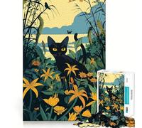 Vintage Cat With Lilies 1000 Piece Teenager Puzzles Brain Boosting Play Tight Interlock No Gaps Relaxing Indoor Group Activity (50x75cm)