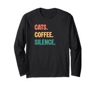 Vintage Cats Coffee Silence Lovers Long Sleeve T-Shirt