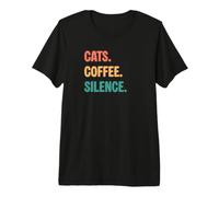 Vintage Cats Coffee Silence Lovers Premium T-Shirt