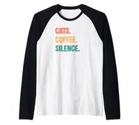 Vintage Cats Coffee Silence Lovers Raglan Baseball Tee