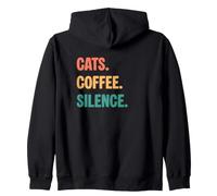 Vintage Cats Coffee Silence Lovers Zip Hoodie