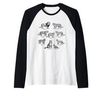 Vintage Cats Field Guide Illustration Naturalist Themed Raglan Baseball Tee