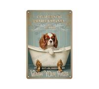 Vintage Cavalier King Charles Spaniel Dog Tin Sign 8 x 12 Inches - Charming Wall Art for Pet Owners, Ideal for Brightening Up Your Home Decor