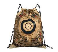 Vintage Cd Music Note Women Men Pe Bag Durable Gym Sack Portable String Backpack For Sports Hiking Swim