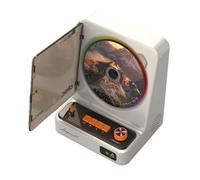 Vintage CD Player with Remote Control & 3 RGB Light Modes | 5200mAh Battery for 6-Hour Playback, Supports CD/MP3/FM, Portable ABS Boombox for Home & Travel,White