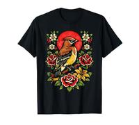 Vintage Cedar Waxwing Bird Tattoo Style Birdwatching Design T-Shirt