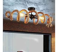 Vintage Ceiling Light Hemp Rope Light Retro Bedroom Rope Lamp Spiral Design Ceiling Lamp Industry Decorative Lamp E27 Socket Iron Ceiling Lighting for Dining Table Restaurant Bar L70cm Interesting