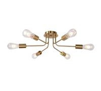 Vintage Ceiling Light, Industrial Semi Flush Mount Ceiling Light, Modern Chandelier Ceiling Light for Living Room, Bedroom, Kitchen, Dining (Gold 6-Heads)