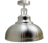 Vintage Ceiling Light Semi Flush Mount Industrial Metal 30cm Satin Nickel Dome Light Shade E27 Holder Lamp Shade for Living Room Kitchen Bedroom Hallway Corridor Restaurant Farm house Light