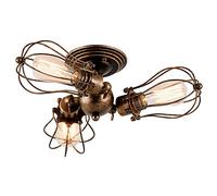 Vintage Ceiling Lights Adjustable Socket Industrial Chandeliers Metal Wire Cage Lamp Semi-Flush Mount Rustic Ceiling Indoor Home Retro Lighting Fixture 3-Light(Bulbs Not Included) (Oil Bronze)