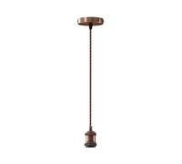 Vintage Ceiling Metal Suspended Pendant Light Fitting, Brown Adjustable Twisted Braided Flex Cable,E27 Lamp Holder Pendant Light Fitting Kit. Ideal for kitchen, dining rooms, bars & loft interiors.