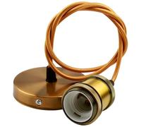 Vintage Ceiling Rose Pendant Light Fitting Twisted Braided Flex with E27 Lamp Holder Suspended Pendant Light Fitting Kit Flex Cable Antique Brass Satin Nickel and Bronze Modern Retro Pendant Light Kit