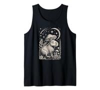 Vintage Celestial Capybara Relaxing Under a Woodland Moon Tank Top