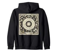 Vintage Celestial Navigation Astrology Zodiac Sun Moon Stars Zip Hoodie