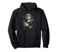Vintage Celestial Three Axolotls Galaxy Moon Fantasy Pullover Hoodie
