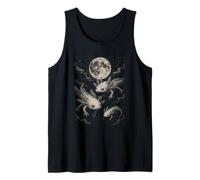 Vintage Celestial Three Axolotls Galaxy Moon Fantasy Tank Top