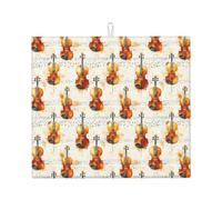 Vintage Cello Print Microfiber Dish Drying Mats for Kitchen Counter, Machine Wash Super Absorbent Dish Drying Pad Rack Mat 16x18 Inch