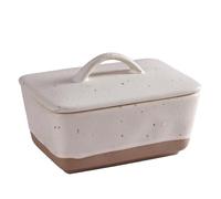 Vintage Ceramic Butter Box,Simple Butter Dish with Lid,Nordic Style Butter Plate,Cheese Storage Box for Kitchen Accessories(White)