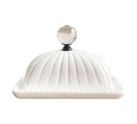 Vintage Ceramic Butter Dish with Handle Antique-Style Butter Keeper Cheese Plate, Decorative Food Storage Container