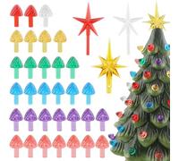 Vintage Ceramic Christmas Tree Replacement Bulbs - 140Pcs Medium Light Bulbs Ornaments and 3Pcs Topper Stars
