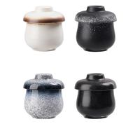 Vintage Ceramic Egg Steaming Cups with Lids, Japanese-Style Chawanmushi Bowls, Multi-Purpose Egg Cooker for Steaming Eggs & Pudding