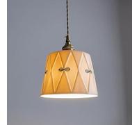 Vintage Ceramic Pendant Light - White Milk Glass Hanging Lamp for Kitchen Island, Dining Room, Girls Bedroom - Nordic Mid Century Modern Chaner