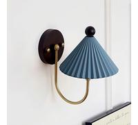 Vintage Ceramic Pleated Wall Lamp, Brushed Brass Ceramic Hand-Polished Wall Sconce, White Pleated Shade Wall Mounted Light, Vanity Light Beside Mirror, for Bedroom, Living Room, Hallway