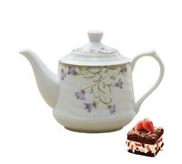 Vintage Ceramic Teapot with Gold Rim for Tea and Coffee,Purple,1600ML | Hand-painted floral pattern with gold leaf rim adds vintage elegance to tea and coffee service.