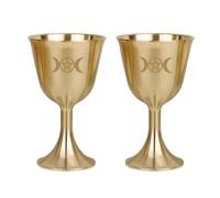 Vintage Chalice Goblet, 2 Pieces Pentagram Chalice, Decorative Wine Goblet, Metal Goblet Wine Cup Table Decoration, Witches Goblet, Brass Wine Glasses for Whiskey Cocktail, Ceremony Altar Chalice