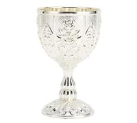 Vintage Chalice Goblet, European Style Wine Glasses Metal Flower Embossed Wine Cup Silver Wine Goblet Metal Liquor Cup for Party Wedding Decoration