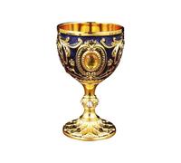 Vintage Chalice Goblet, Royal Wine Glasses, 30ml Vintage Golden Chalice, Medieval Party Decorations Retro Ornaments for Traveling Decoration Home Collection (Blue)