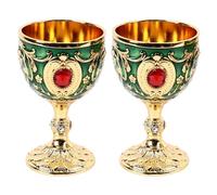 Vintage Chalice Goblet,Wine Glasses Etching with Intricate and Authentic Baroque Engravings Engraved Brass Goblet Champagne Glasses Flutes Coupes Wine Glass Set (Gold Green)