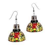 Vintage Chandelier Earrings Light-Up Earrings With Warm Glow Novelty Gift | Stained Glass Vintage Mini Lamp, Chandelier LED Glow Drop Earrings, Lightweight Women Halloween Christmas Rave Party Jewelry