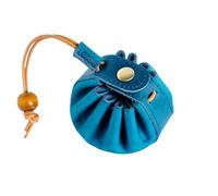 Vintage Change Bag, Handmade Genuine Cowhide, Leather Drawstring Storage Bag, Jewelry Storage Bag, Men's and Women's Mini Coin Purse, Role-Playing Accessories (Blue)