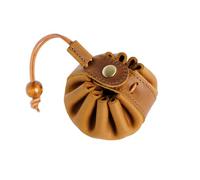 Vintage Change Bag, Handmade Genuine Cowhide, Leather Drawstring Storage Bag, Jewelry Storage Bag, Men's and Women's Mini Coin Purse, Role-Playing Accessories (Brown)