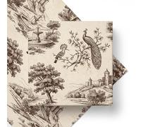Vintage Chateau Toile Wedding Wrapping Paper, Thick 120GSM Folded Kraft Wrapping Paper Sheets, Antique Fairytale Castle Gift Wrap for Bridal Shower & Engagement, Rustic European Romance