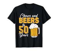 Vintage Cheers and Beers to 50 Years 50th Birthday Drinker T-Shirt, Men, Black, Large