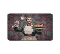 Vintage Chef Dish Drying Mats For Kitchen Counter, Green Floral Absorbent Rubber Dish Mat, Classic PU Leather Drying Pad Coffee Bar Protector 12x20 Inch