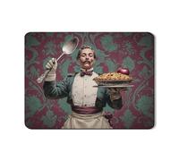 Vintage Chef Dish Drying Mats For Kitchen Counter, Green Floral Absorbent Rubber Dish Mat, Classic PU Leather Drying Pad Coffee Bar Protector 18x24 Inch
