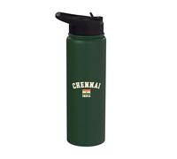 Vintage Chennai India Indian Flag Souvenir Retro Graphic Stainless Steel Insulated Water Bottle