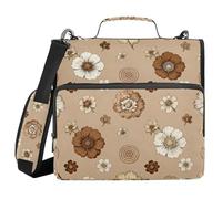 Vintage Cherry Blossom Floral 3 Ringing 1.5 inch School Zipper Binder with Strap Multi-Pocket Portable Home Travel Storage Bag for School