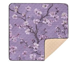 Vintage Cherry Blossom Purple Large Sturdy Baby Activity Play Mat for Floor Lightweight Infant Play Mat for Babies Infants Toddlers, 50'' x 50''