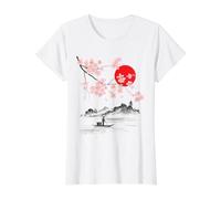 Vintage Cherry Blossom Sakura Japanese Art, Sakura Value Graphic T-Shirt, Women, White, L