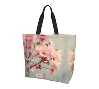 Vintage Cherry Blossoms Print Large Women Tote Bag,Stylish Waterproof Ladies Shoulder Bag, Folding Beach Travel Bag for Work,Shopping