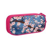 Vintage Cherry Flower Pencil Case for Boys Girls Plum Blossom Large Pen Bag Desk Stationery Organizer Pencil Pouch for School Office Zippered Makeup Bag