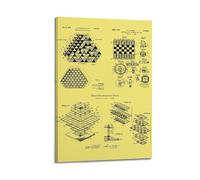 Vintage Chess Blueprints Poster - Retro Strategy Game Design & Technical Drawings Poster Decorative Painting Canvas Wall Posters And Art Picture Print Modern Family Bedroom Decor Posters 16x24inch(40