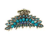 Vintage Chic Metal Alloy Rhinestone Large Size Fancy Hair Claw Jaw Clips Pins Women Fashion Barrette Hair Grip Updo Tools Accessories for Thick Hair - Blue, 9 x 4.5cm Blue