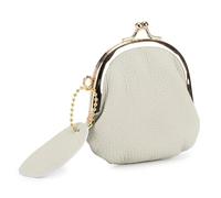 Vintage Chic Women's Leather Brand Kiss-Lock Mini Coin Purse Dainty Accessory Cute Small Storage Wallet for Commute(White)