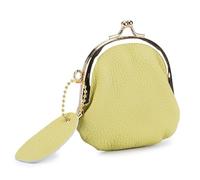 Vintage Chic Women's Leather Brand Kiss-Lock Mini Coin Purse Dainty Accessory Cute Small Storage Wallet for Commute(Lemon Yellow)